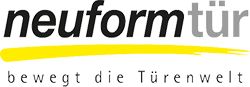 Gelb-schwarzes Logo der neuform-Türenwerk Hans Glock GmbH & Co. KG